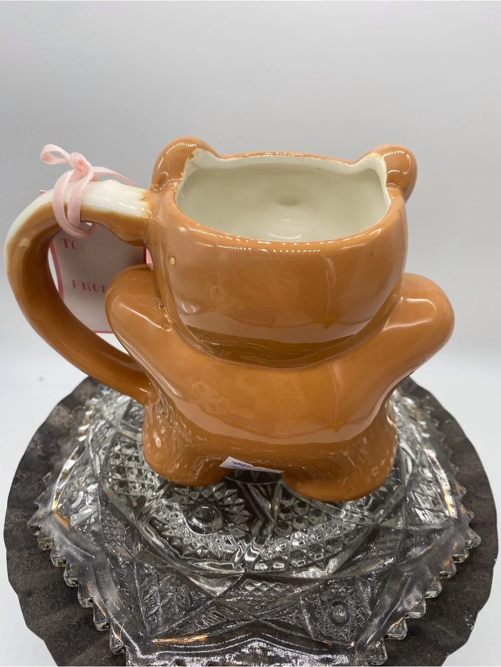 Peppermint Caramel Brown Bear Ceramic Mug with White Accents